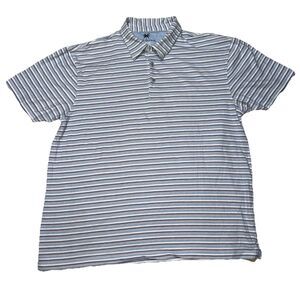 Desert Dunes Striped Polo Shirt Blue White Short Sleeve Men’s XXL Casual Golf